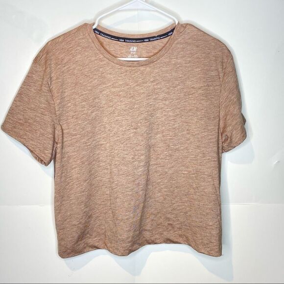 H&M sport training pink heathered cropped tee L - Picture 1 of 5